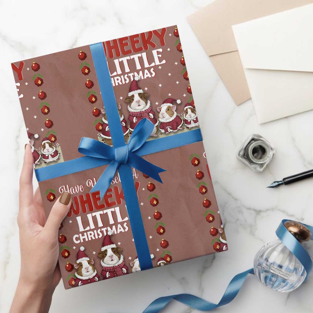 Christmas Guinea Pig Lover Wrapping Paper Roll Have Yourself A Wheeky Little TS12 Mocha Print Your Wear