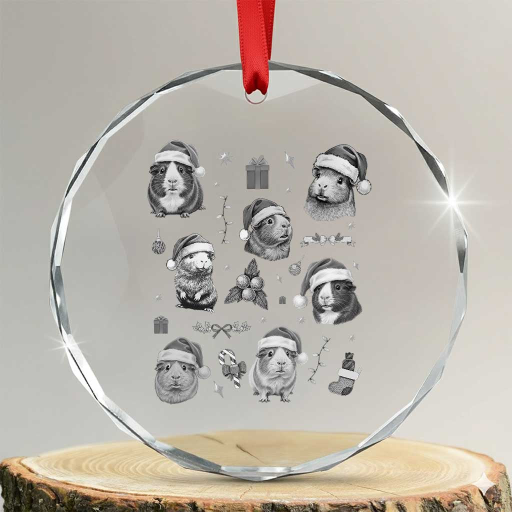 Christmas Guinea Pigs Crystal Glass Ornament Funny Cavy Lover Holiday Gift TS12 Transparent Glass 3'' Circle Print Your Wear