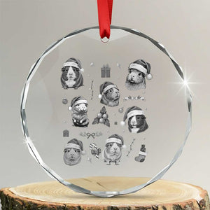 Christmas Guinea Pigs Crystal Glass Ornament Funny Cavy Lover Holiday Gift TS12 Transparent Glass 3'' Circle Print Your Wear