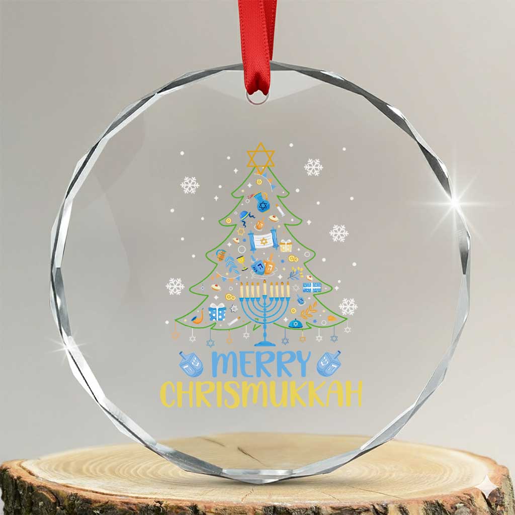Christmas Hanukkah Crystal Glass Ornament Merry Christmukkah Jewish Christmas Tree Chanukah TS02 Transparent Glass 3'' Circle Print Your Wear