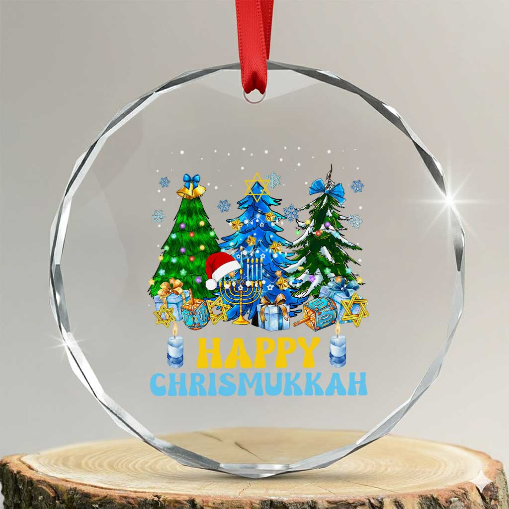 Christmas Hanukkah Crystal Glass Ornament Merry Christmukkah Jewish Christmas Trees Chanukah TS02 Transparent Glass 3'' Circle Print Your Wear