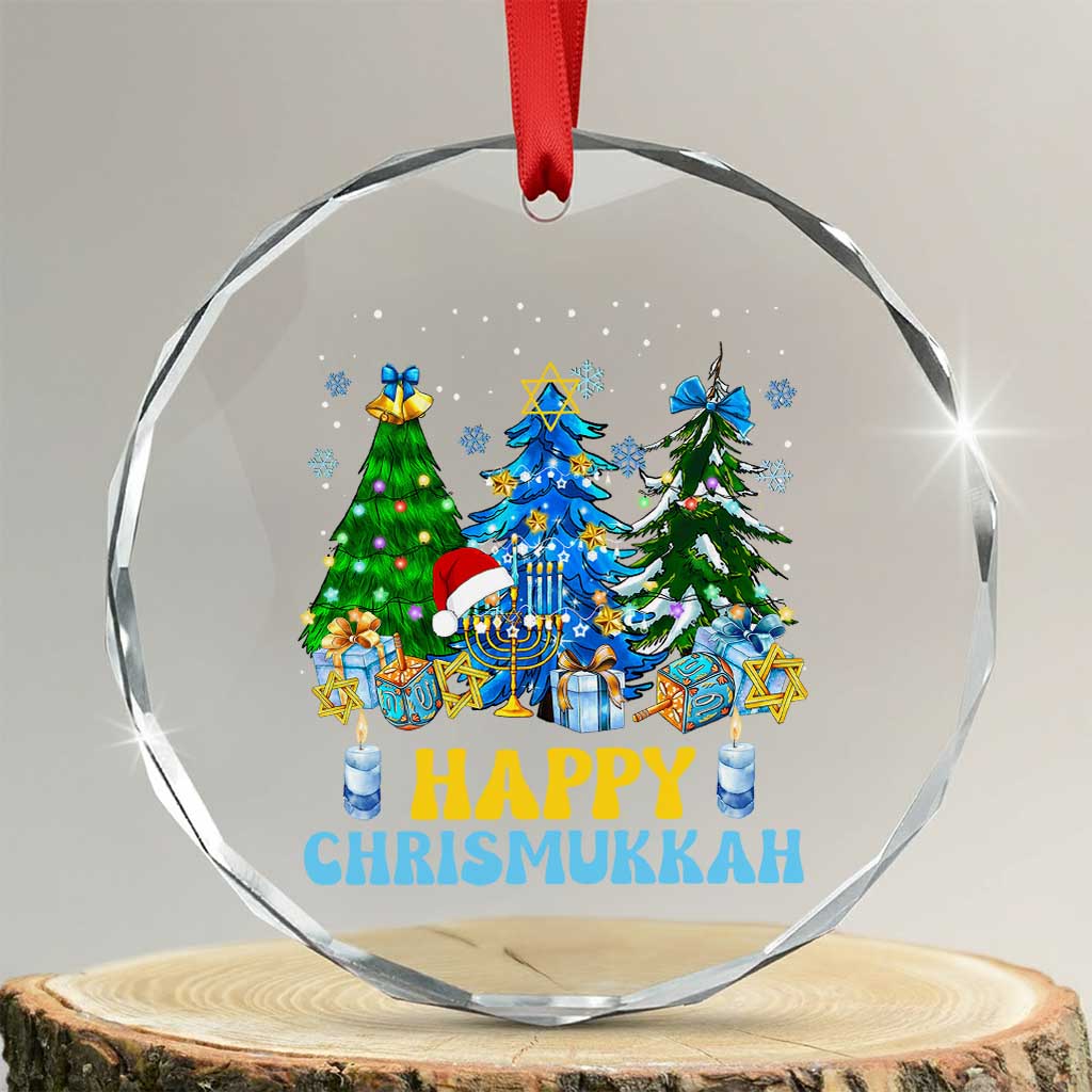 Christmas Hanukkah Crystal Glass Ornament Merry Christmukkah Jewish Christmas Trees Chanukah TS02 Transparent Glass 3'' Circle Print Your Wear