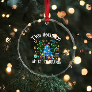 Christmas Hanukkah Crystal Glass Ornament Two Holidays Are Better Than One Christmukkah Tree TS11 Print Your Wear