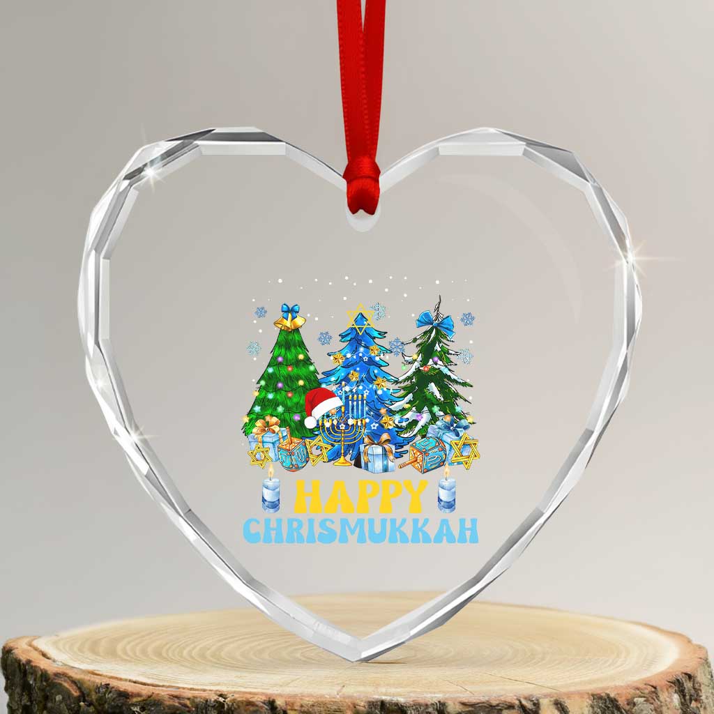 Christmas Hanukkah Heart Crystal Glass Ornament Merry Christmukkah Jewish Christmas Trees Chanukah TS02 Transparent Glass 3'' Heart Print Your Wear