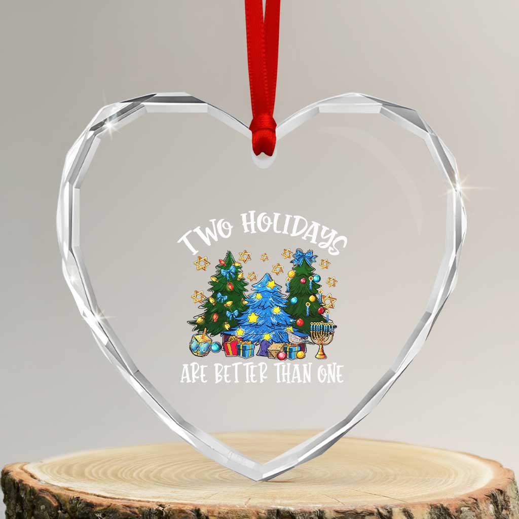 Christmas Hanukkah Heart Crystal Glass Ornament Two Holidays Are Better Than One Christmukkah Tree TS11 Transparent Glass 3'' Heart Print Your Wear