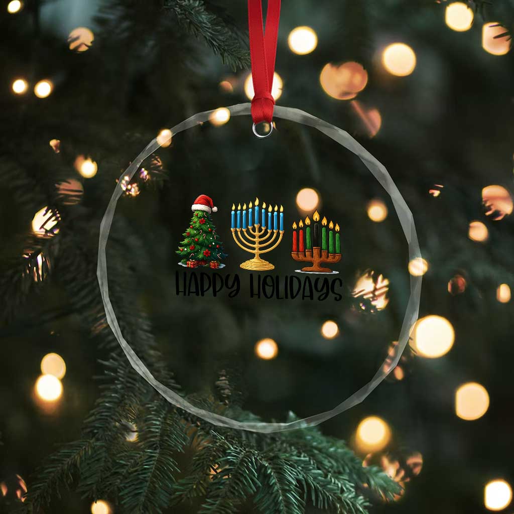 Christmas Hanukkah Kwanzaa Celebration Gift Crystal Glass Ornament Happy Holidays TS12 Print Your Wear
