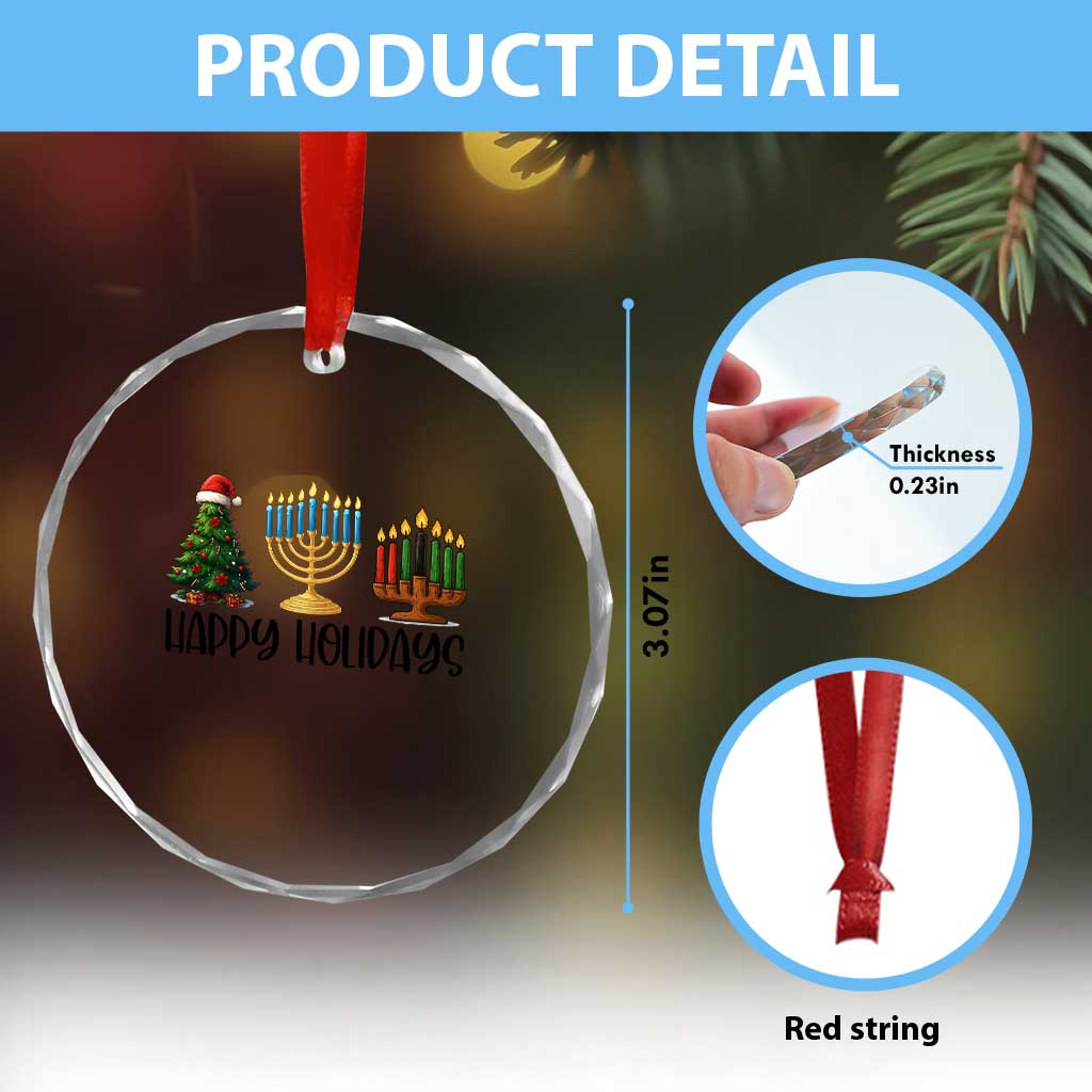 Christmas Hanukkah Kwanzaa Celebration Gift Crystal Glass Ornament Happy Holidays TS12 Print Your Wear