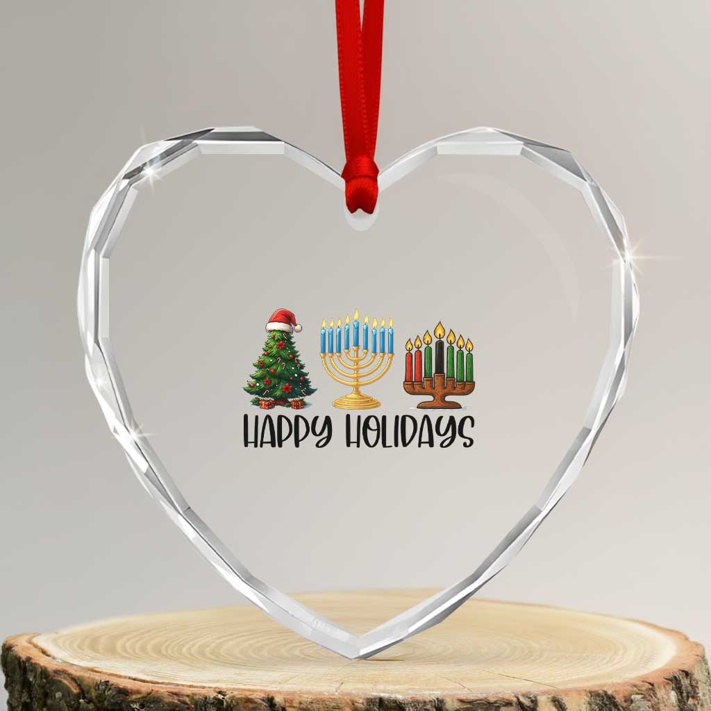 Christmas Hanukkah Kwanzaa Celebration Gift Heart Crystal Glass Ornament Happy Holidays TS12 Transparent Glass 3'' Heart Print Your Wear