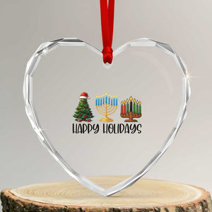 Christmas Hanukkah Kwanzaa Celebration Gift Heart Crystal Glass Ornament Happy Holidays TS12 Transparent Glass 3'' Heart Print Your Wear