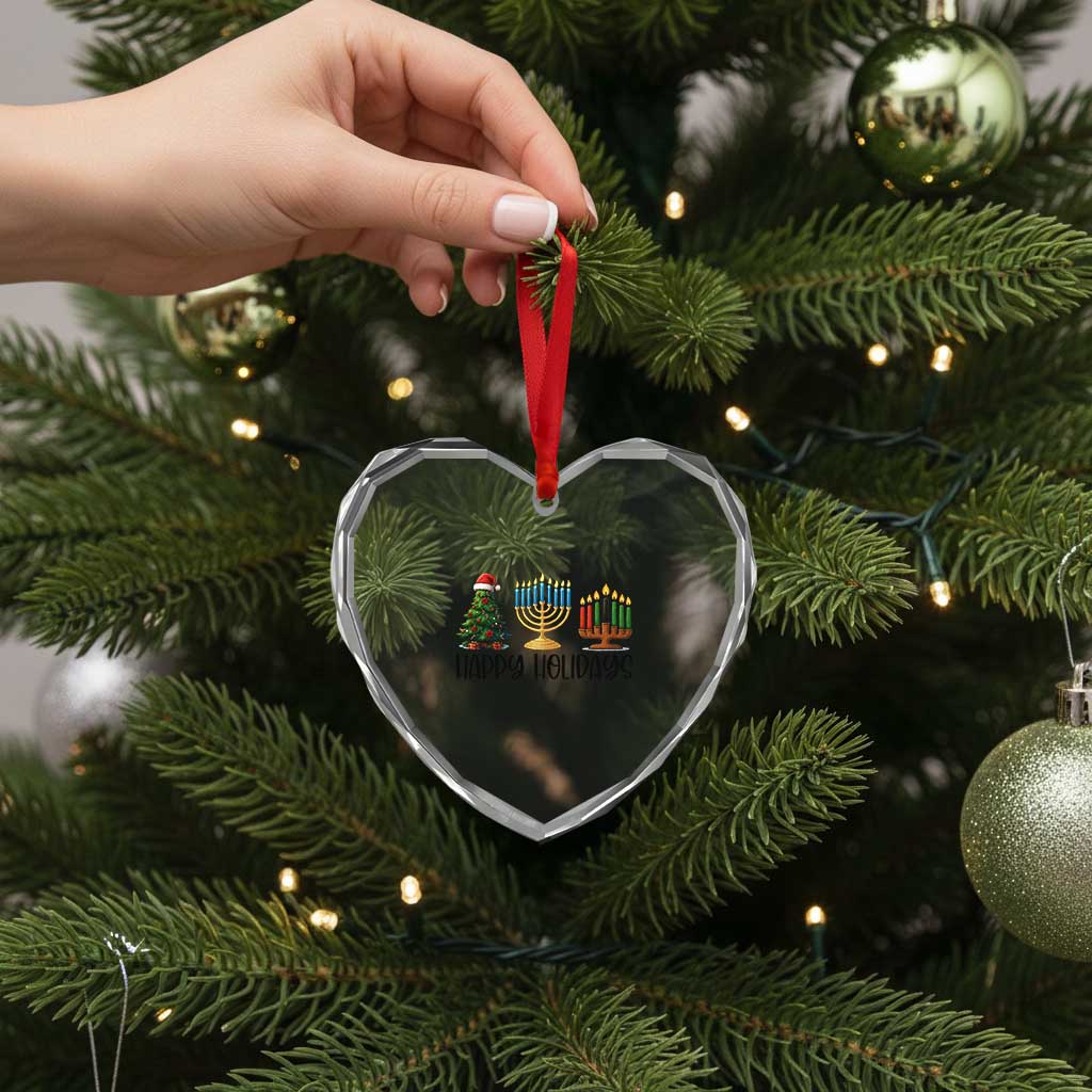 Christmas Hanukkah Kwanzaa Celebration Gift Heart Crystal Glass Ornament Happy Holidays TS12 Print Your Wear