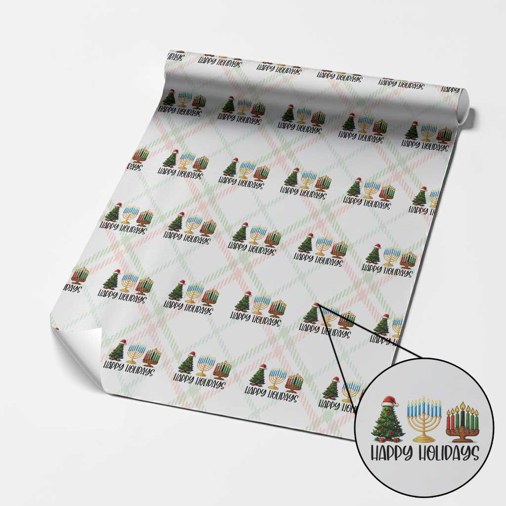 Christmas Hanukkah Kwanzaa Celebration Gift Wrapping Paper Roll Happy Holidays TS12 Christmas Plaid Print Your Wear