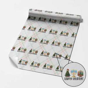 Christmas Hanukkah Kwanzaa Celebration Gift Wrapping Paper Roll Happy Holidays TS12 Christmas Plaid Print Your Wear