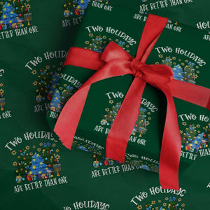Christmas Hanukkah Wrapping Paper Roll Two Holidays Are Better Than One Christmukkah Tree TS11 Green Print Your Wear