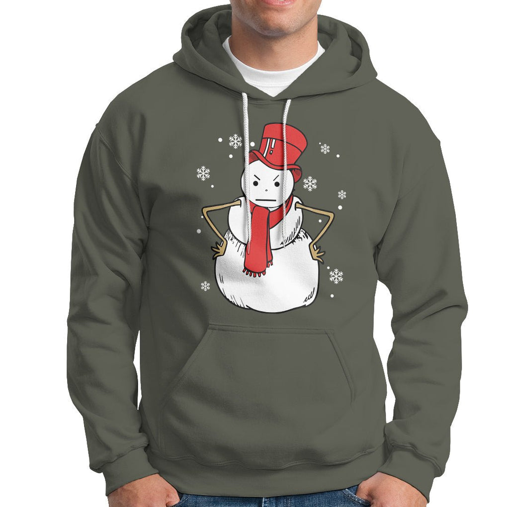 Christmas Hoodie Angry Snowman Funny Xmas TS09 Military Green Printyourwear