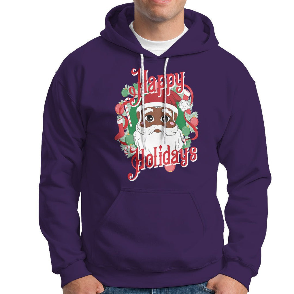 Christmas Hoodie Black Happy Holidays African American Santa TS09 Purple Printyourwear