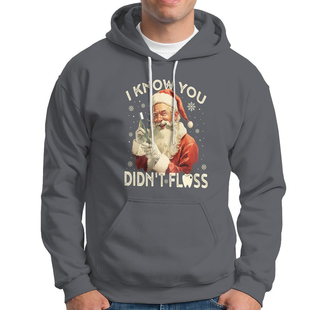 Christmas Hoodie Dentist Santa I Know You Didn't Floss Dental TS09 Charcoal Printyourwear