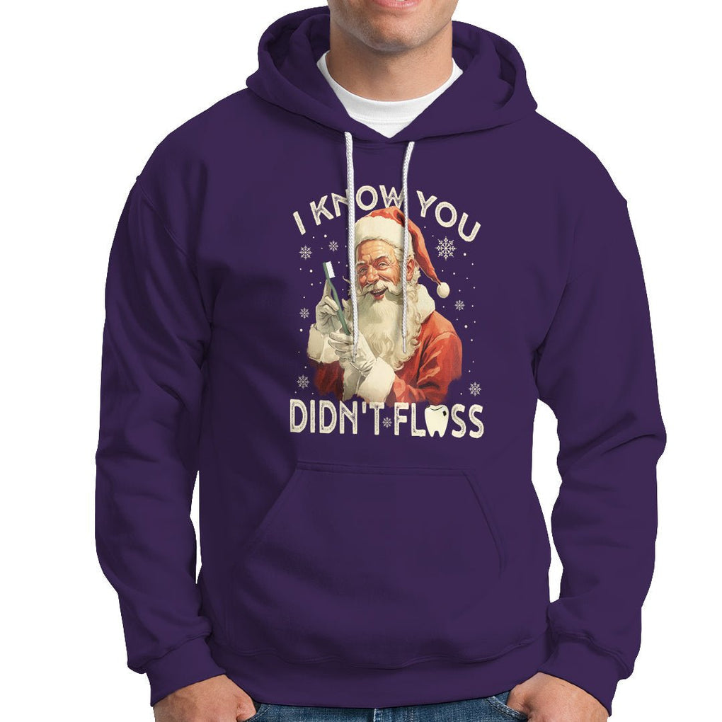 Christmas Hoodie Dentist Santa I Know You Didn't Floss Dental TS09 Purple Printyourwear