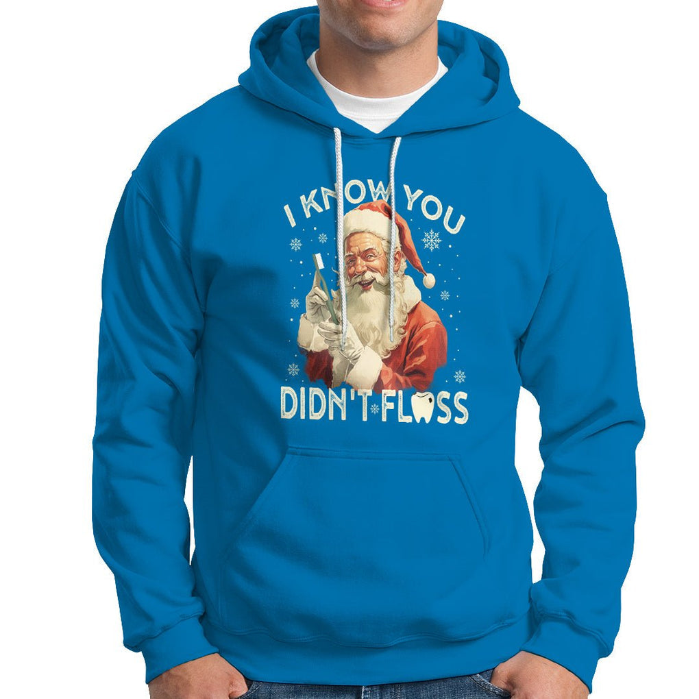 Christmas Hoodie Dentist Santa I Know You Didn't Floss Dental TS09 Sapphire Printyourwear