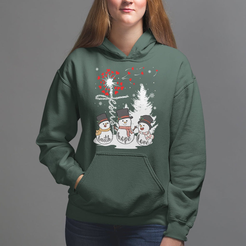 Christmas Hoodie Faith Hope Love Snowman Dandelion Jesus TS09 Printyourwear