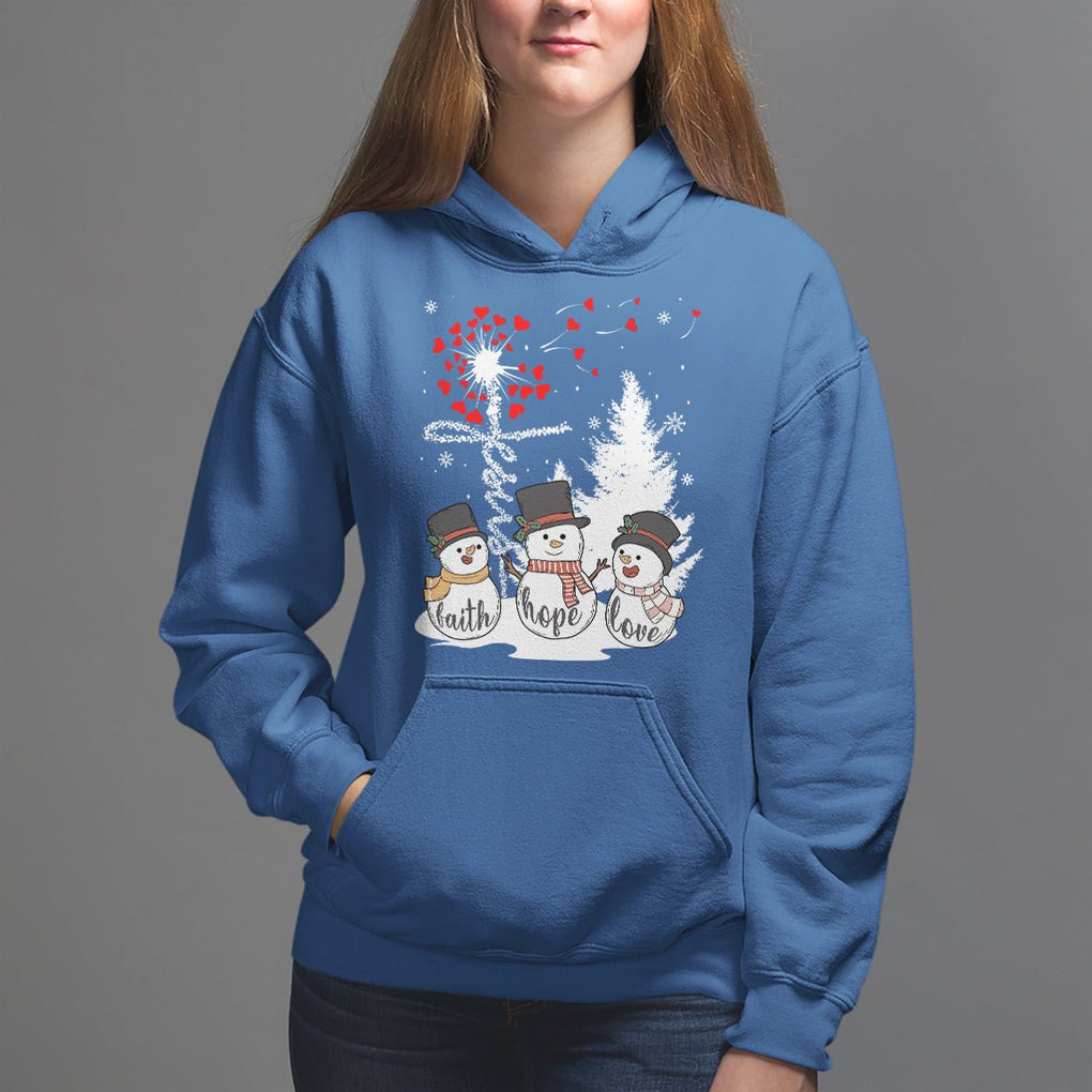 Christmas Hoodie Faith Hope Love Snowman Dandelion Jesus TS09 Printyourwear