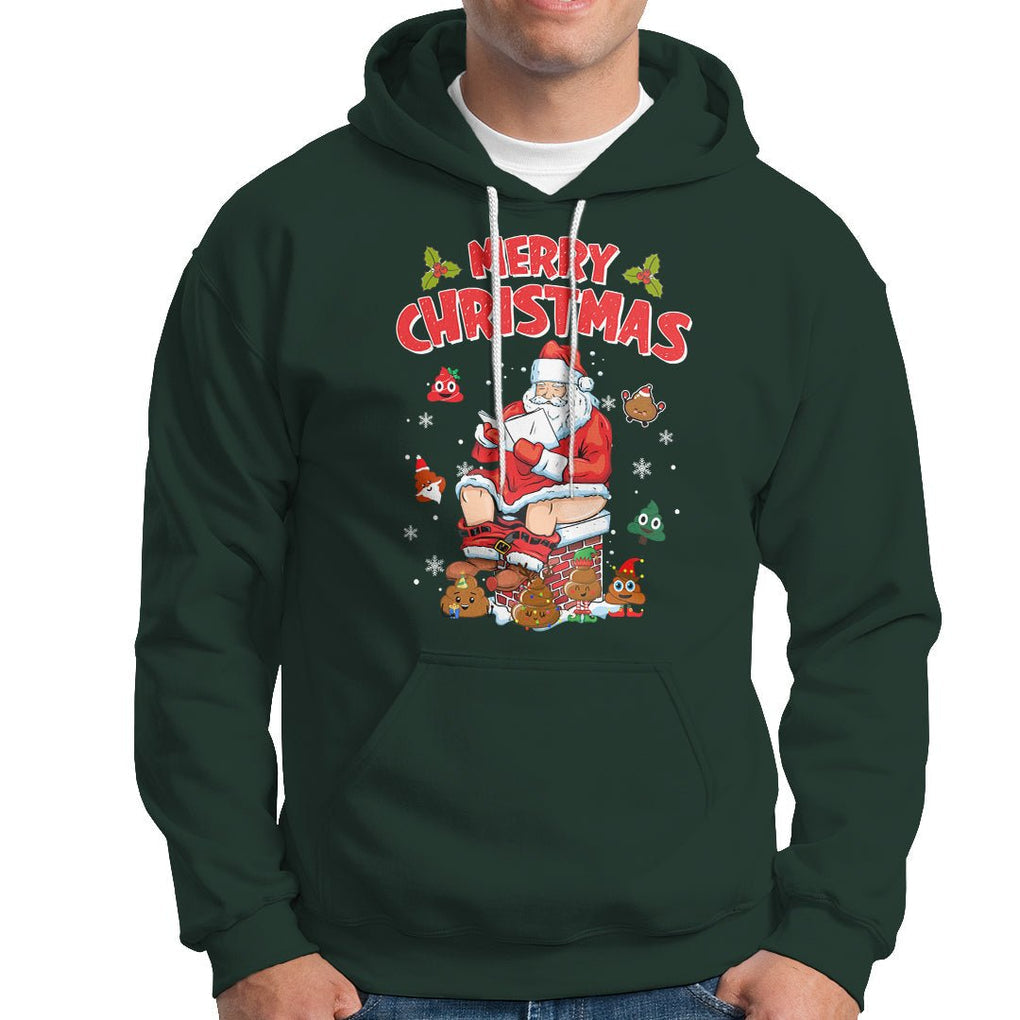 Christmas Hoodie Funny Santa Pooping Down The Chimney TS09 Printyourwear