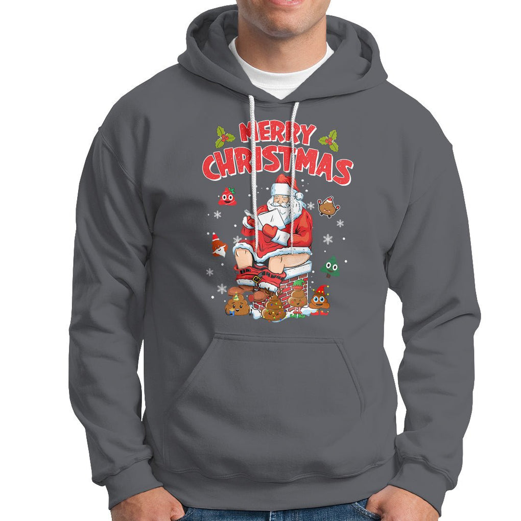 Christmas Hoodie Funny Santa Pooping Down The Chimney TS09 Printyourwear
