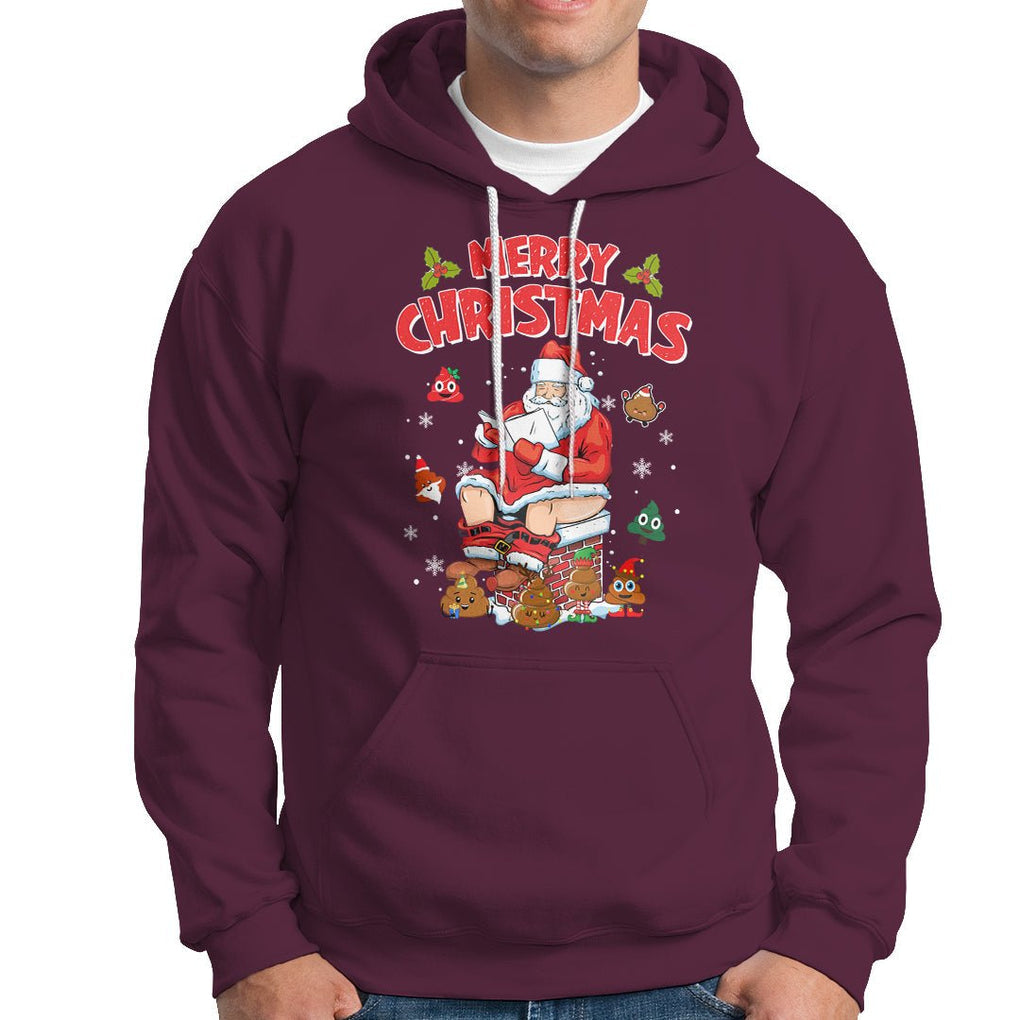 Christmas Hoodie Funny Santa Pooping Down The Chimney TS09 Printyourwear