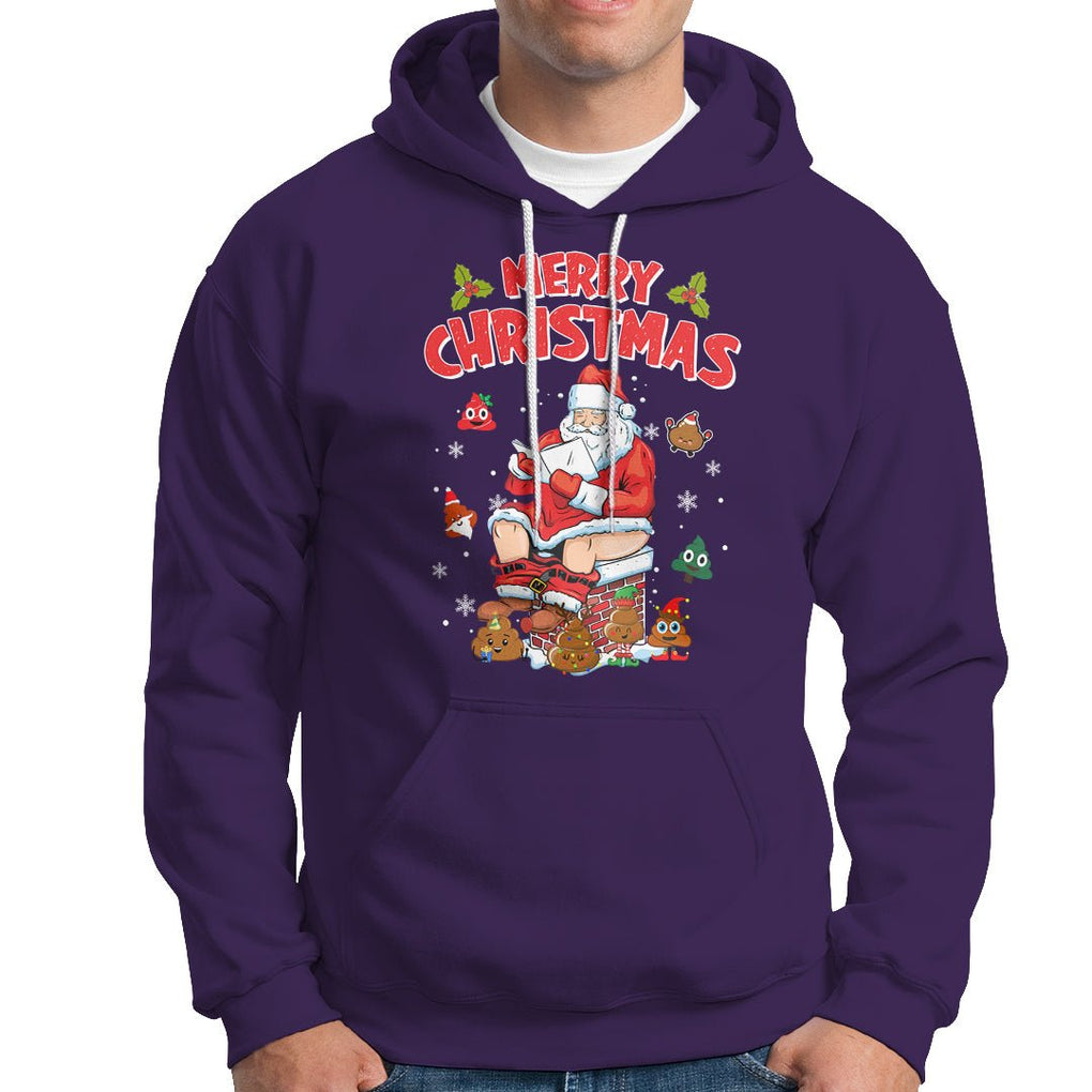 Christmas Hoodie Funny Santa Pooping Down The Chimney TS09 Printyourwear