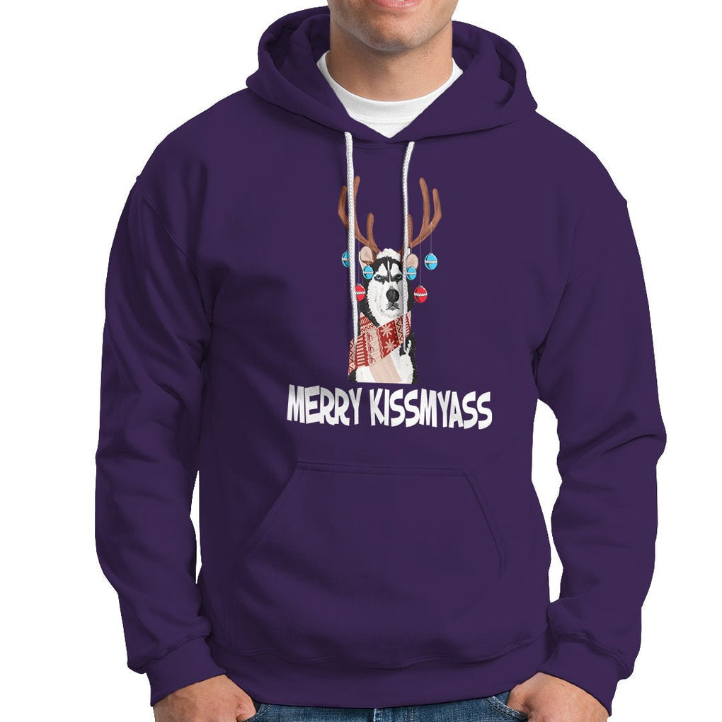 Christmas Hoodie Merry Kissmyasss Husky Reindeer Dog Lover TS09 Purple Printyourwear