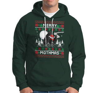 Christmas Hoodie Merry Mothmas Santa Mothman Xmas Night TS09 Dark Forest Green Printyourwear