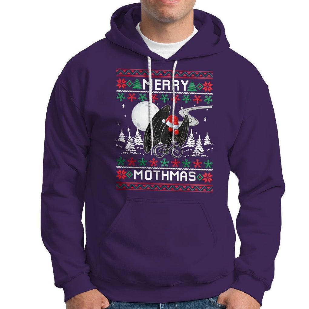 Christmas Hoodie Merry Mothmas Santa Mothman Xmas Night TS09 Purple Printyourwear