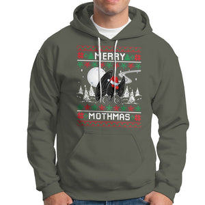 Christmas Hoodie Merry Mothmas Santa Mothman Xmas Night TS09 Military Green Printyourwear