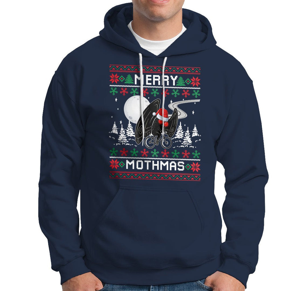 Christmas Hoodie Merry Mothmas Santa Mothman Xmas Night TS09 Navy Printyourwear