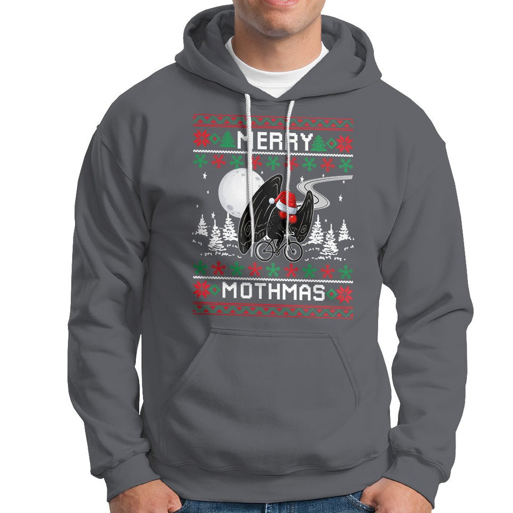 Christmas Hoodie Merry Mothmas Santa Mothman Xmas Night TS09 Charcoal Printyourwear