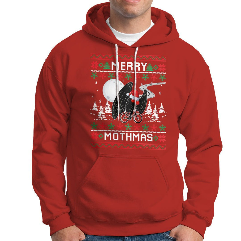 Christmas Hoodie Merry Mothmas Santa Mothman Xmas Night TS09 Red Printyourwear
