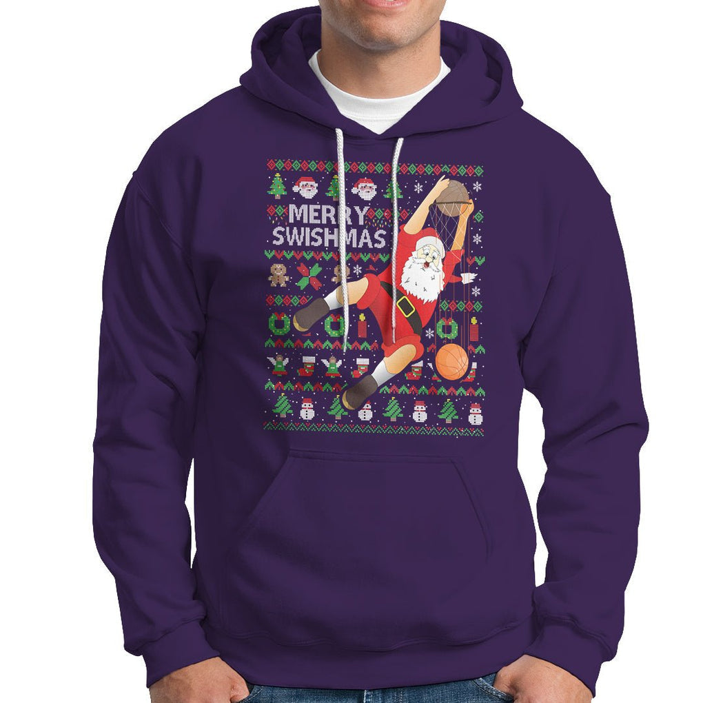 Christmas Hoodie Merry Swishmas Santa Baseketball Player TS09 Purple Printyourwear