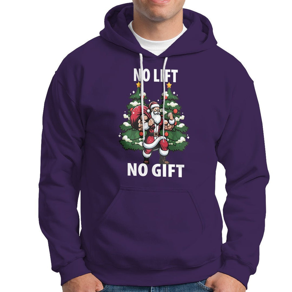 Christmas Hoodie No Lift No Gift Santa Bodybuilding Gymer TS09 Purple Printyourwear
