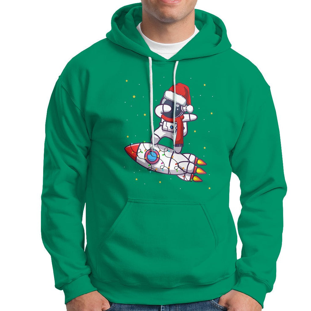 Christmas Hoodie Santa Astronaut Dabbing Space Rocket Xmas Light TS09 Irish Green Printyourwear