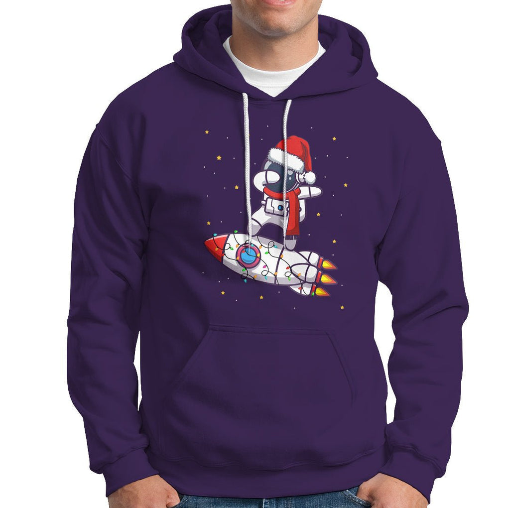 Christmas Hoodie Santa Astronaut Dabbing Space Rocket Xmas Light TS09 Purple Printyourwear