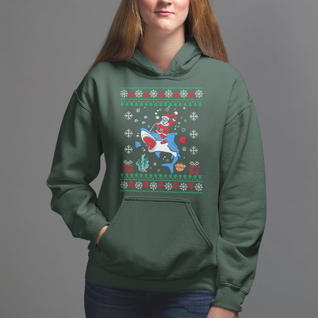 Christmas Hoodie Santa Riding Shark Diver Ocean Xmas Holiday TS09 Printyourwear