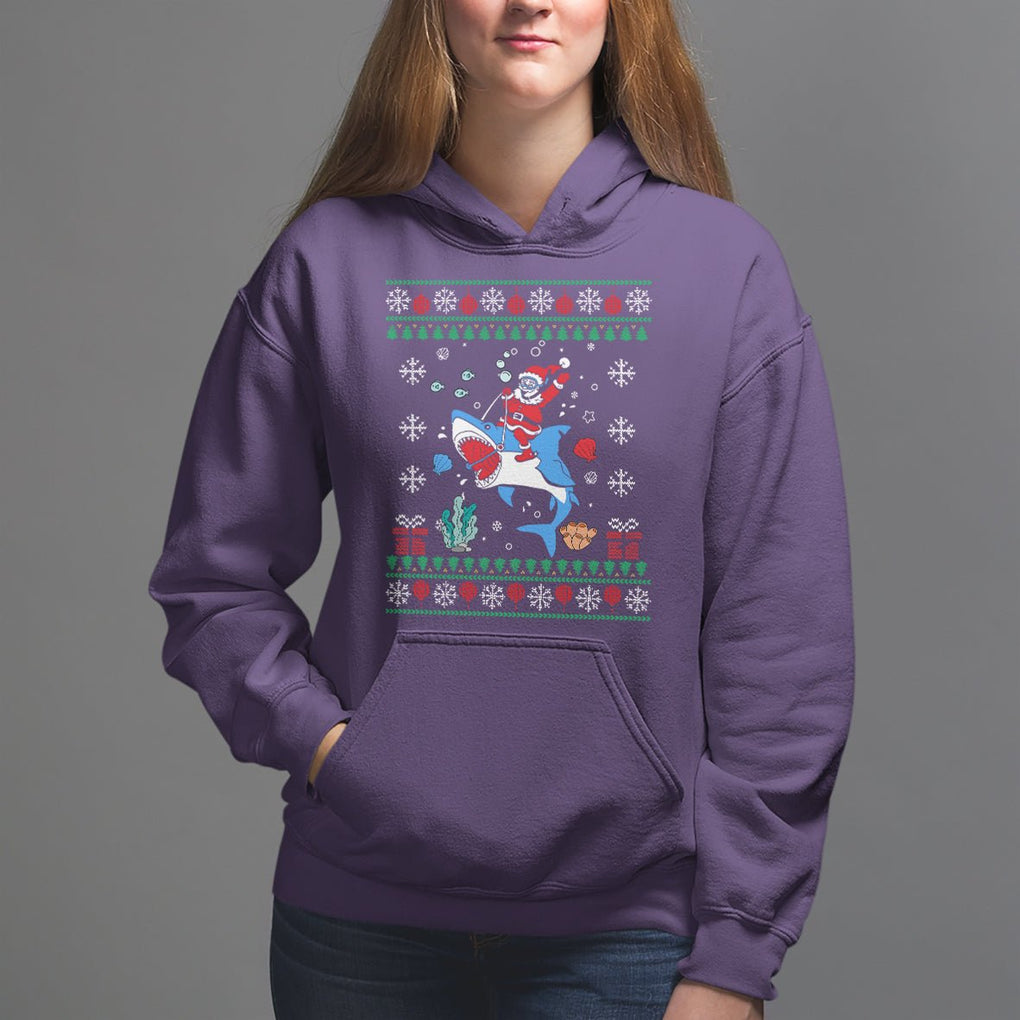 Christmas Hoodie Santa Riding Shark Diver Ocean Xmas Holiday TS09 Printyourwear