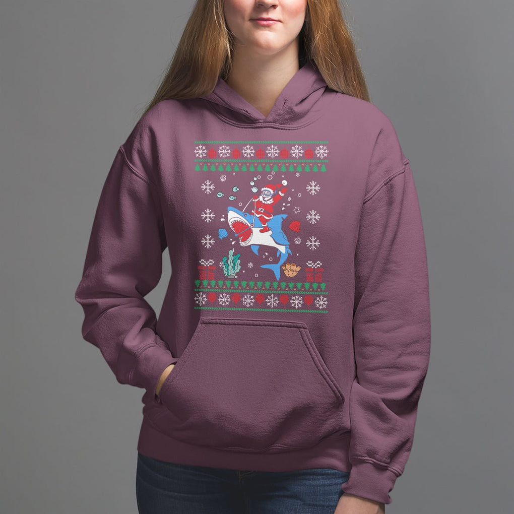 Christmas Hoodie Santa Riding Shark Diver Ocean Xmas Holiday TS09 Printyourwear