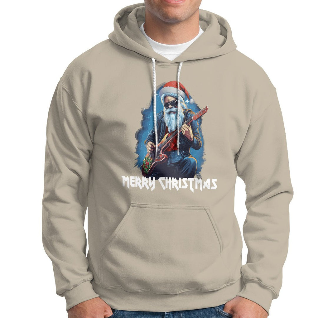 Christmas Hoodie Sleigher Hail Santa Rock Electric Guitar Cool Xmas TS09 Sand Printyourwear