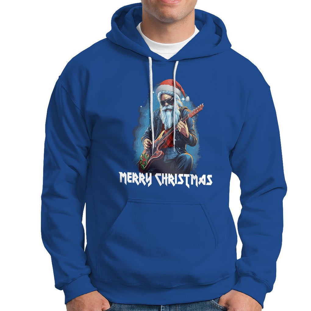 Christmas Hoodie Sleigher Hail Santa Rock Electric Guitar Cool Xmas TS09 Royal Blue Printyourwear