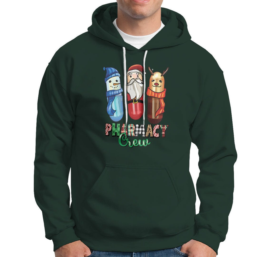 Christmas Hoodie Snowman Reindeer Santa Pharmacy Crew TS09 Dark Forest Green Printyourwear