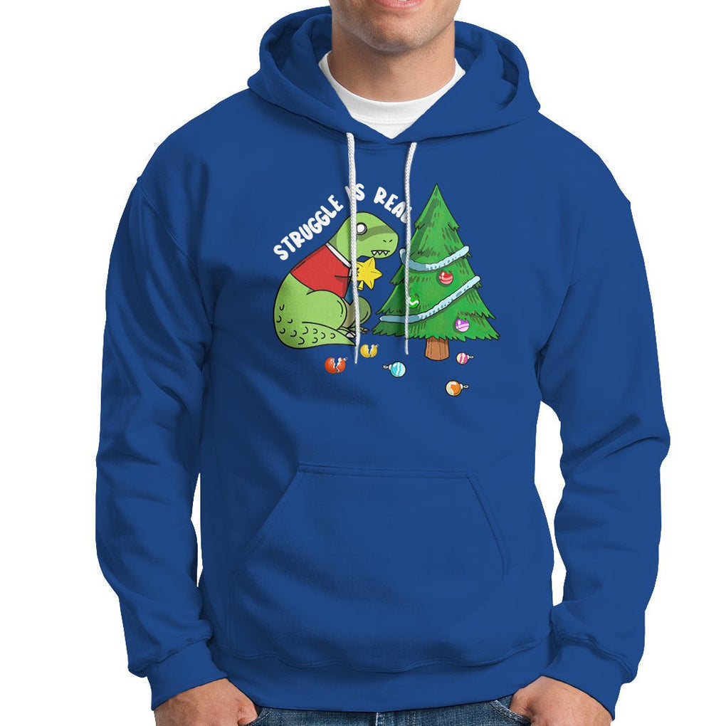 Christmas Hoodie Struggle Is Real T-Rex Christmas Tree Star TS09 Printyourwear