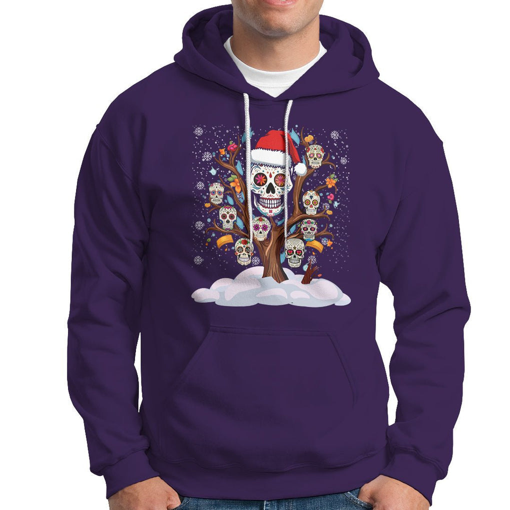 Christmas Hoodie Sugar Skull On Tree Funny Xmas TS09 Purple Printyourwear