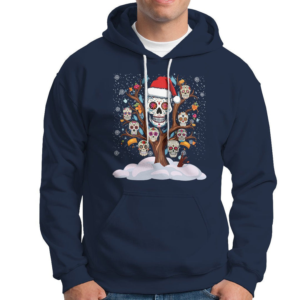 Christmas Hoodie Sugar Skull On Tree Funny Xmas TS09 Navy Printyourwear