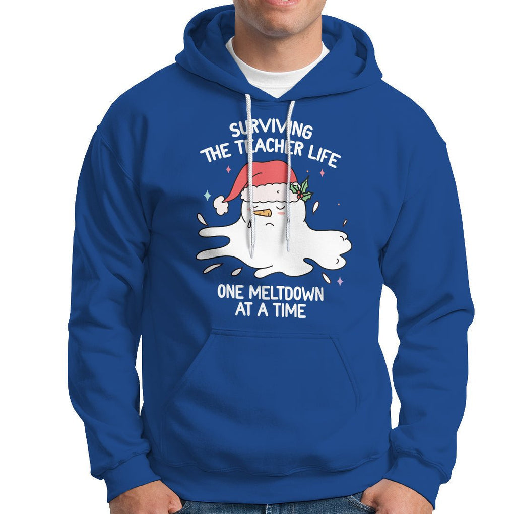 Christmas Hoodie Surviving The Teacher Life One Meltdown At A Time TS09 Royal Blue Printyourwear