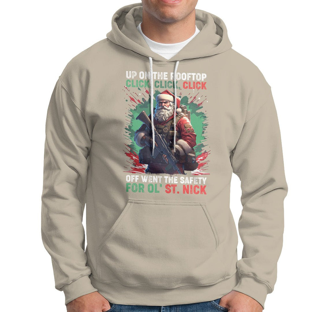Christmas Hoodie Up On The Rooftop Click Click Click Santa Patriotic TS09 Sand Printyourwear